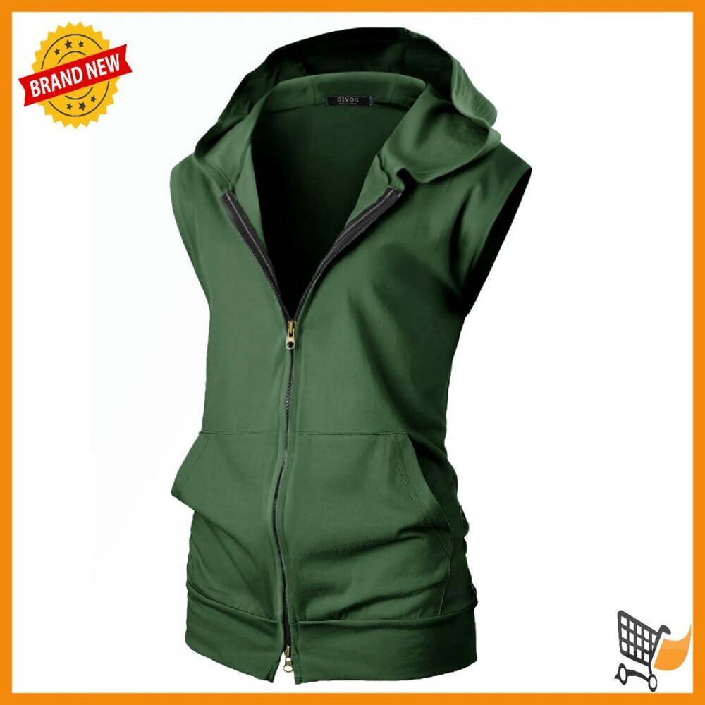 Lightweight Hooded Vest Sleeveless Zip Pullover with Pockets